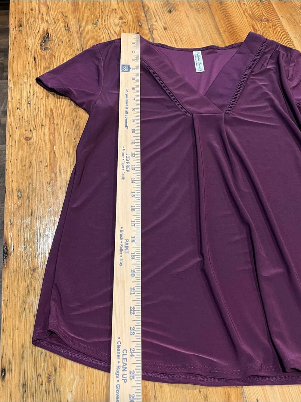Plum V-Neck Short Sleeve Blouse Workwear Office Chic - Picture 5 of 6